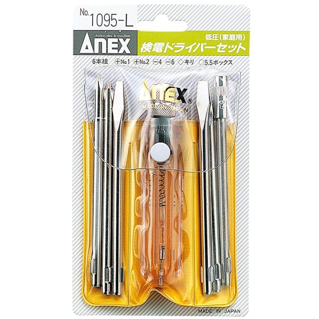 Bộ bút thử điện 6 mũi điện áp thấp(L) Anex No.1095-L