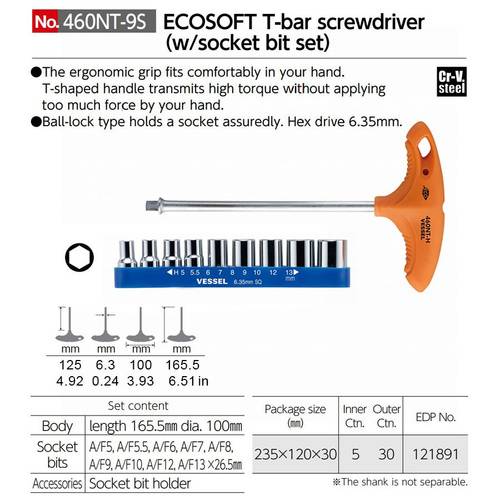 TÔ VÍT CHỮ T (KÈM BỘ 9 SOCKET) – NO.460NT-9S