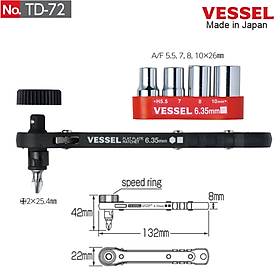 BỘ CẦN SIẾT LỰC SOCKET NO.TD-72 (1 MŨI VÍT/ 4 SOCKET)