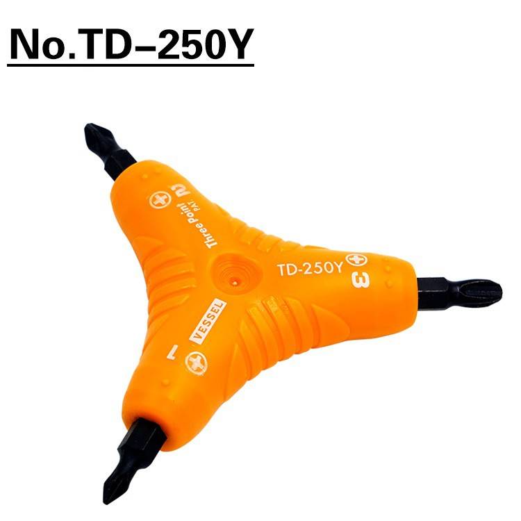 Tô vít ngắn 3 đầu (+) VESSEL TD-250Y